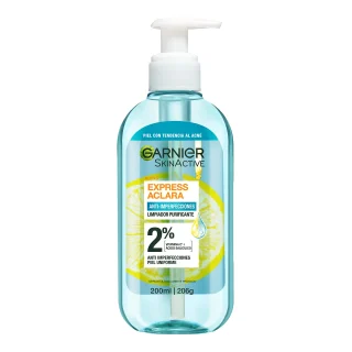 Garnier Express Gel Limpiador Facial Aclara Acido Salicilico 200ml