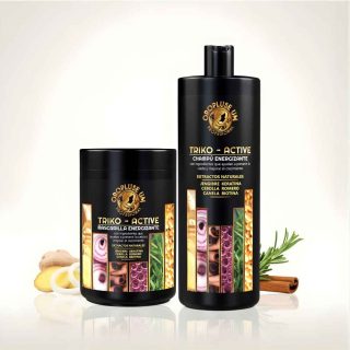 Pack Oropluse UM Triko-Active Champú Energizante y Mascarilla Energizante con Jengibre, Keratina, Cebolla, Romero, Canela y Biotina para Nutrir y Mejorar el Aspecto del Cabello 1L + 1KG