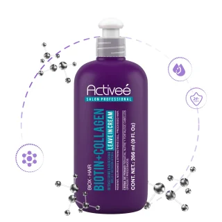 Crema para Peinar Activee Professional Biotin+Colagena Renueva Nutre y Fortalece Cabellos Opacos y Procesados Libre de Sal