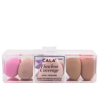 Cala Flawless Coverage Powder Puff & Blending Sponges 14PCS + Organizer