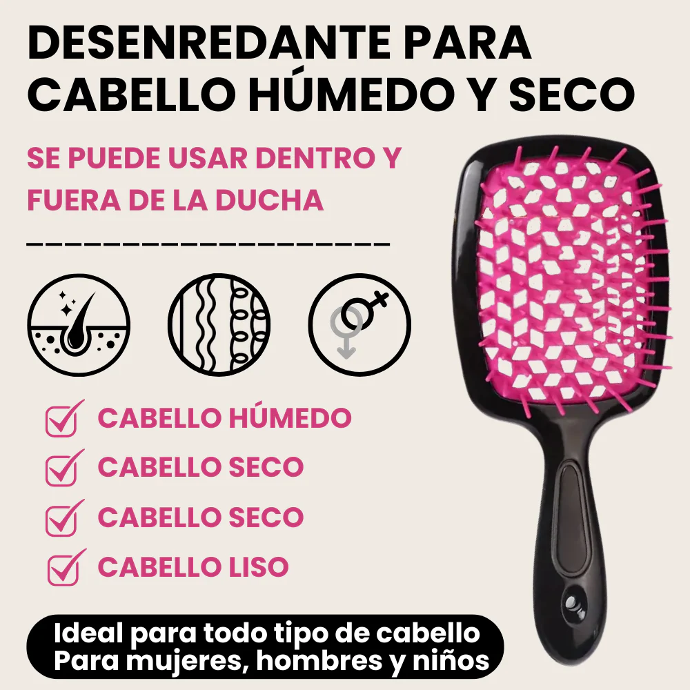 Cepillo Desenredante Sin Tirones Para Todo Tipo De Cabello (Liso a Rizado 4c) – Apto Para Cabello Húmedo Y Seco – Secado 48% Más Rápido, Cerdas Flexibles Y Mango Antideslizante - Imagen 4