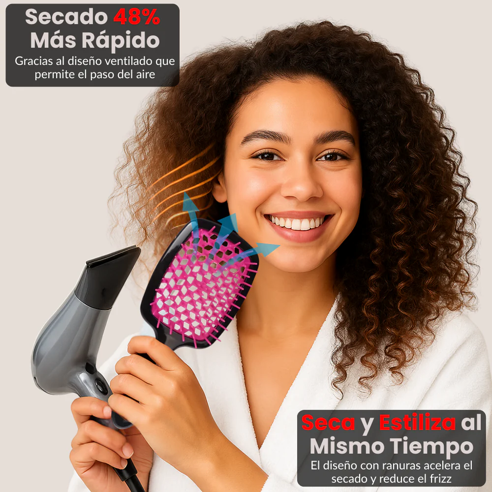 Cepillo Desenredante Sin Tirones Para Todo Tipo De Cabello (Liso a Rizado 4c) – Apto Para Cabello Húmedo Y Seco – Secado 48% Más Rápido, Cerdas Flexibles Y Mango Antideslizante - Imagen 5