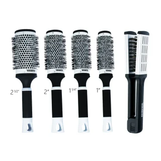 Kit Combo 5 en 1 con 4 Cepillos Redondos Térmicos Cerámica y 1 Cepillo Térmico Alaciador Uso Profesional Timco COM-CCR