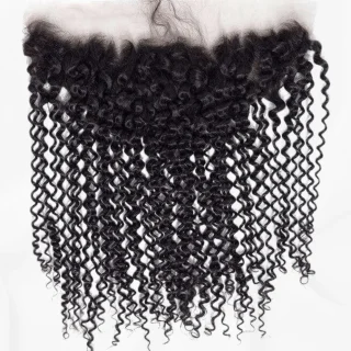 Frontal de Encaje HD 13x6 Rizo Profundo - Cabello Virgen Natural Remy - Pre-Depilada - de Oreja a Oreja - Densidad 150%