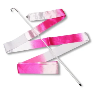 Cinta para Gimnasia Rítmica con Varilla 56 cm INDIGO Blanco-Rosa
