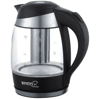 Tetera Electrica con Infusor Removible Jarra Electrica de Vidrio para Calentar Agua Capacidad 1.8 litros Timco JE1757T