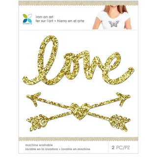 APLICACIÓN FLECHAS LOVE PEGA CON PLANCHA GLITTER ORO