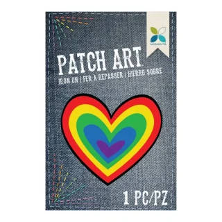 PARCHE DECORATIVO BORDADO CORAZÓN ARCO IRIS
