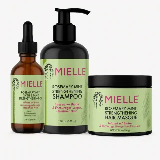 Pack Fortalecedor Capilar Mielle – Romero y Menta (Aceite + Champú + Mascarilla)