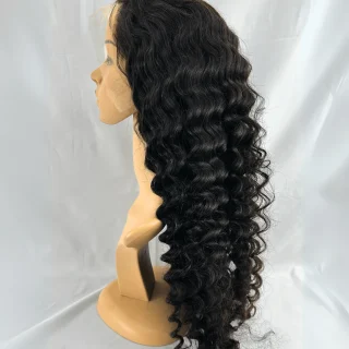 Peluca de Cabello Virgen Rizos Profundos 28” – HD Lace Frontal, Pre-Estilizada, Sin Pegamento, Densidad 200%+, Natural