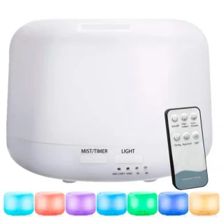 Difusor De Aromas Humidificador Aromaterapia con Control Remoto y 7 luces Led - 300ml